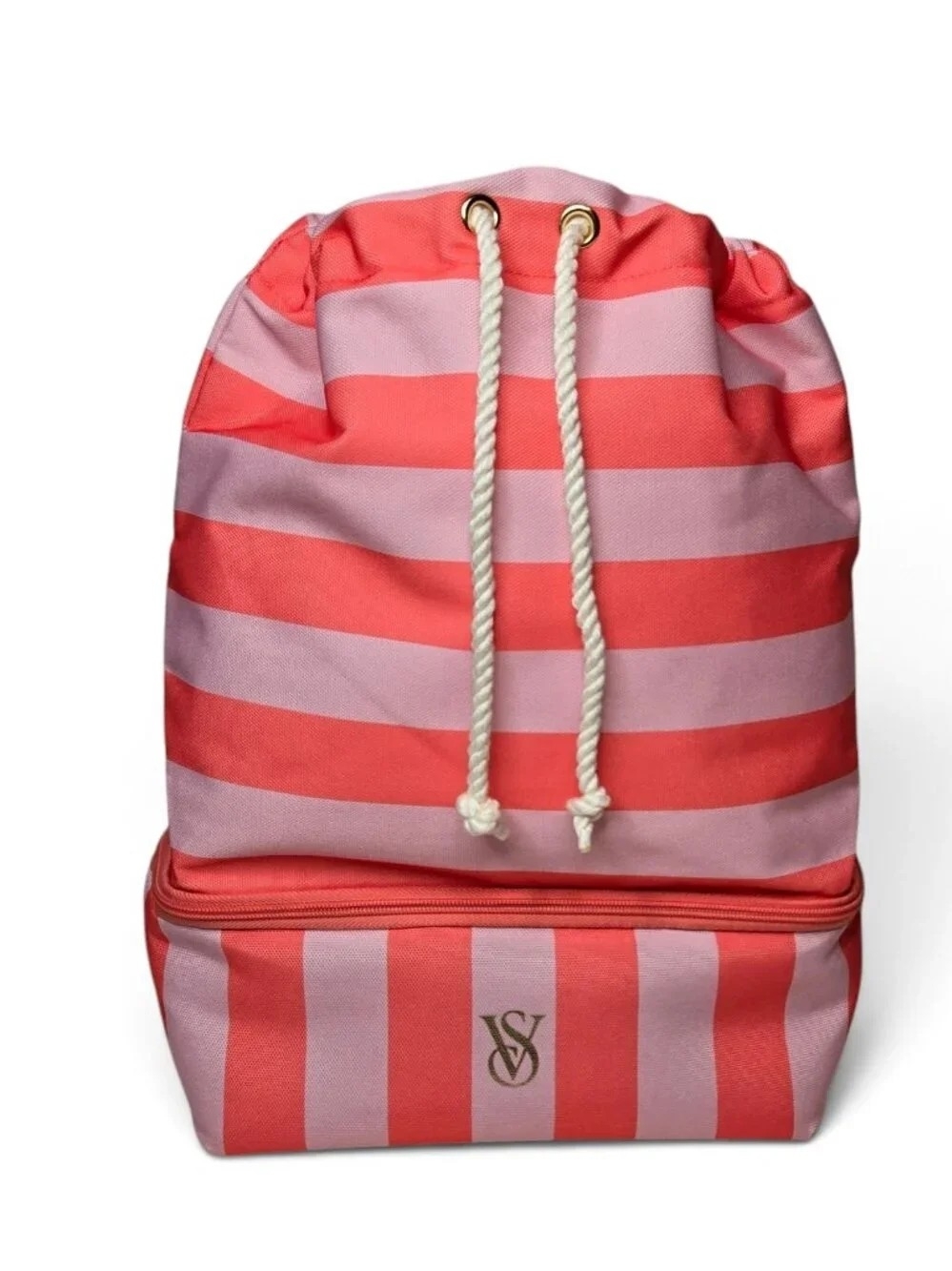 Victoria's Secret Striped Canvas Beach Cooler Backpack NWT
